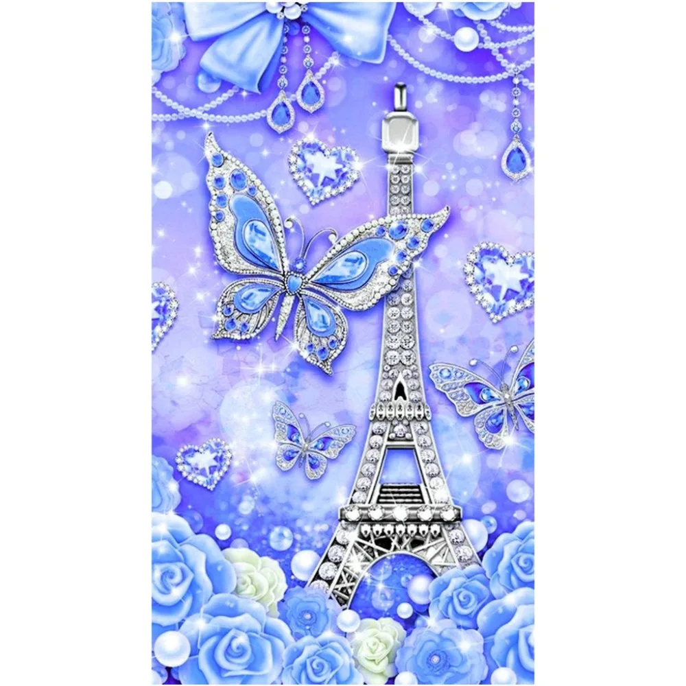 Алмазная живопись, Цветная Любовь, форма EiffelTower, цветок, узор крестиком, алмазная вышивка, вышивка крестиком, мозаика, стразы, декор F3