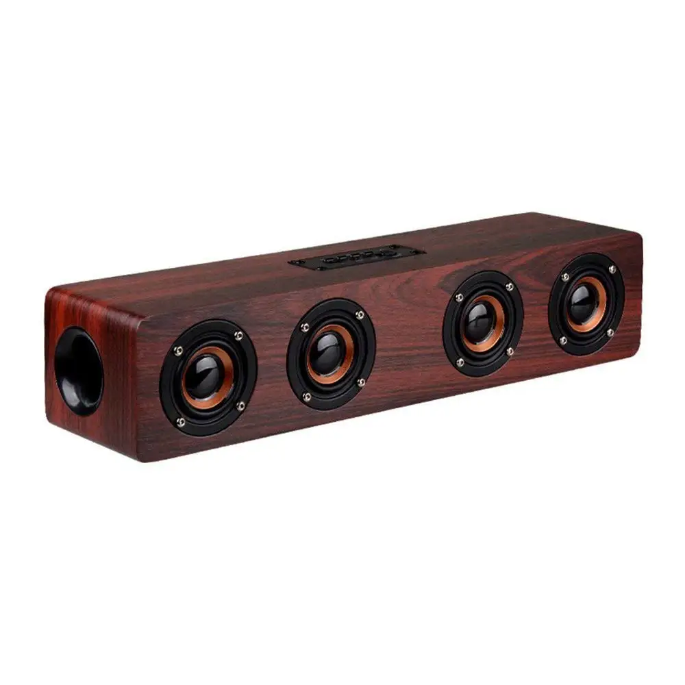 Red HYASIA Soundbar Bluetooth динамик беспроводной деревянный Настольный ПК динамик ТВ Поддержка TF AUX Громкая связь аудио для книжной полки телефона дома - Color: Red