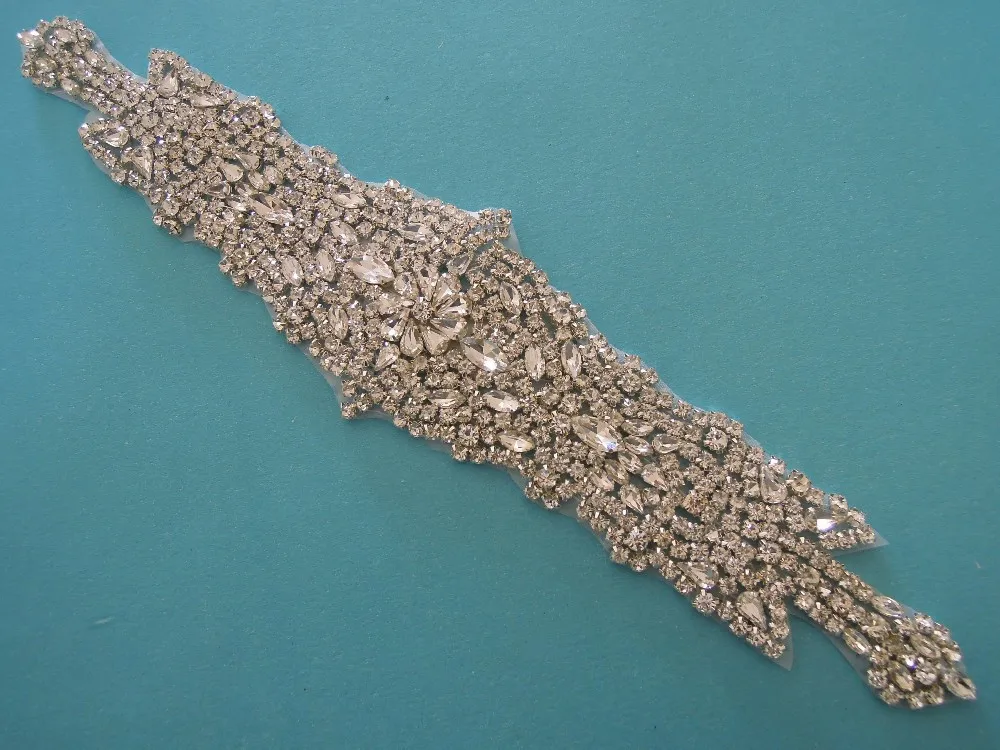 (30 шт.) оптовая продажа свадебный пояс с бисером для шитья серебряные кристаллы