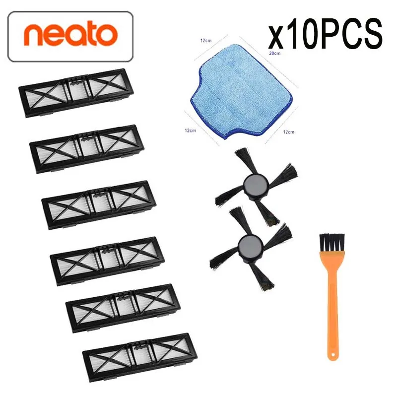 total10pcs 8X HEPA фильтр 6X боковая щетка для Neato Botvac D3 D4 D5 D6 D7 D70 D75 D80 D85 подключен Botvac 75e обхват груди-80, 85, запчасти для авто кисточки - Цвет: total10pcs
