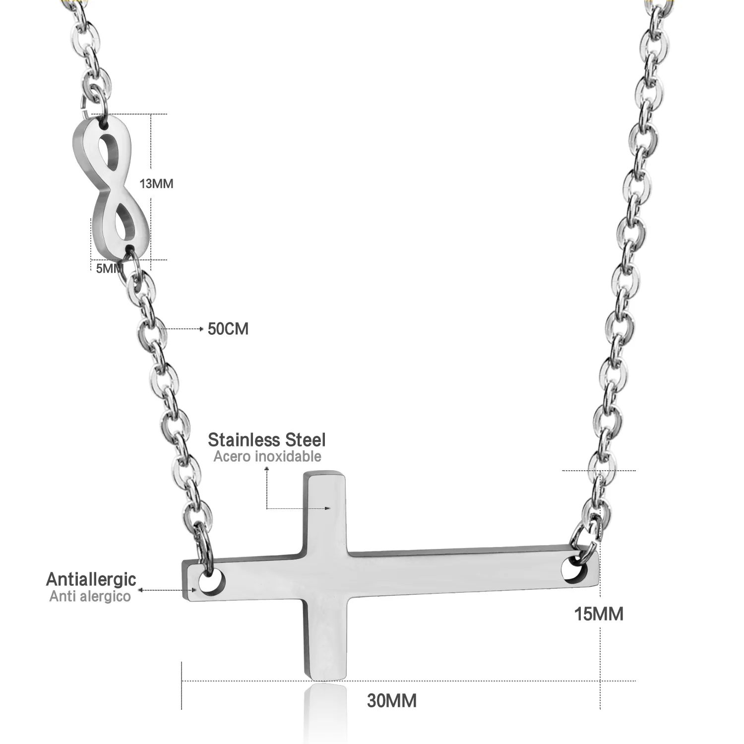 Роскошная сталь горячая бесконечность крест Длинная Золотая/серебряная цепочка