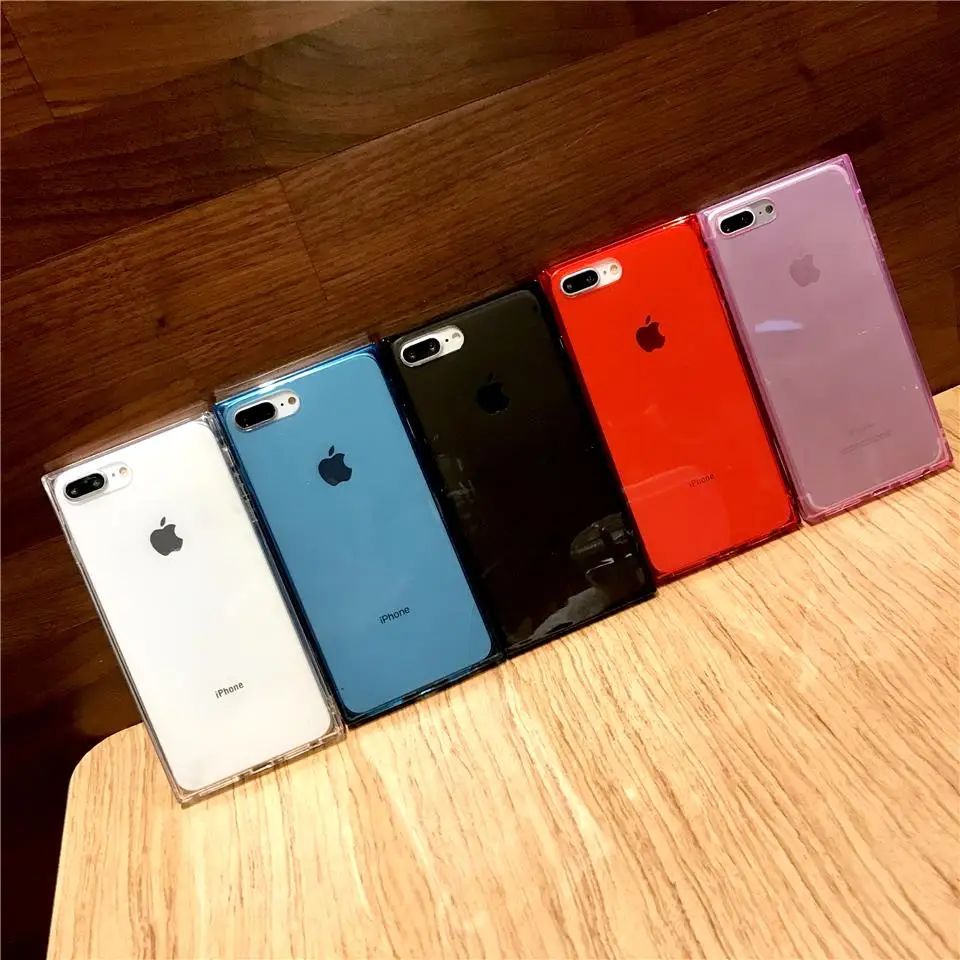 Чехол для iphone X чехол телефона квадратный прозрачный Clear Цвет 6 S Plus 7 8 плюс мягкая