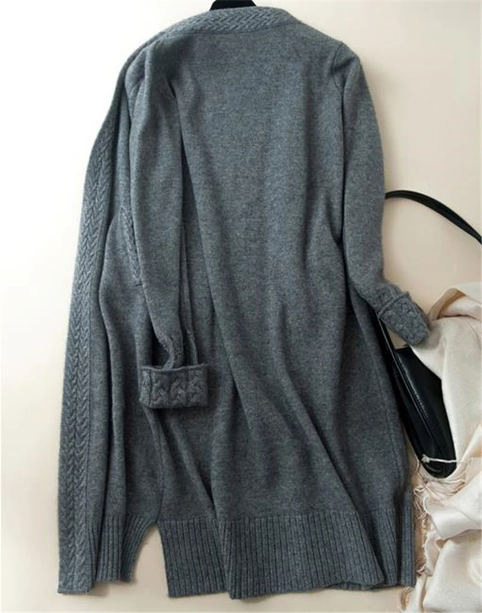 100% козий кашемир добавляет толстый жаккардовый вязаный женский модный длинный