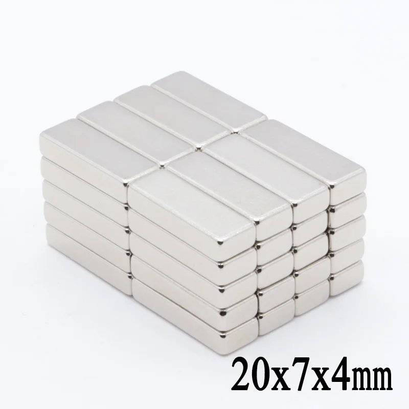 Сильный неодимовый редкоземельный магнит 20x7x4 мм 50 шт. никель художественное