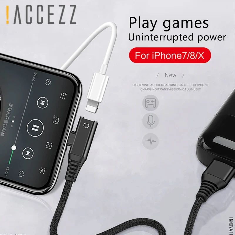! ACCEZZ 2 в 1 двойной адаптер для зарядки и прослушивания Iphone 7 8 Plus кабели