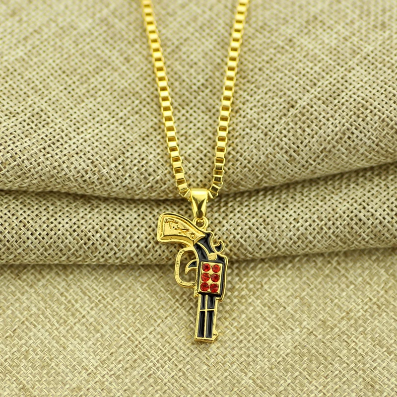 Бижутерия feimeng ожерелье в стиле хип-хоп УЗИ пистолет индивидуальность рэп-рок