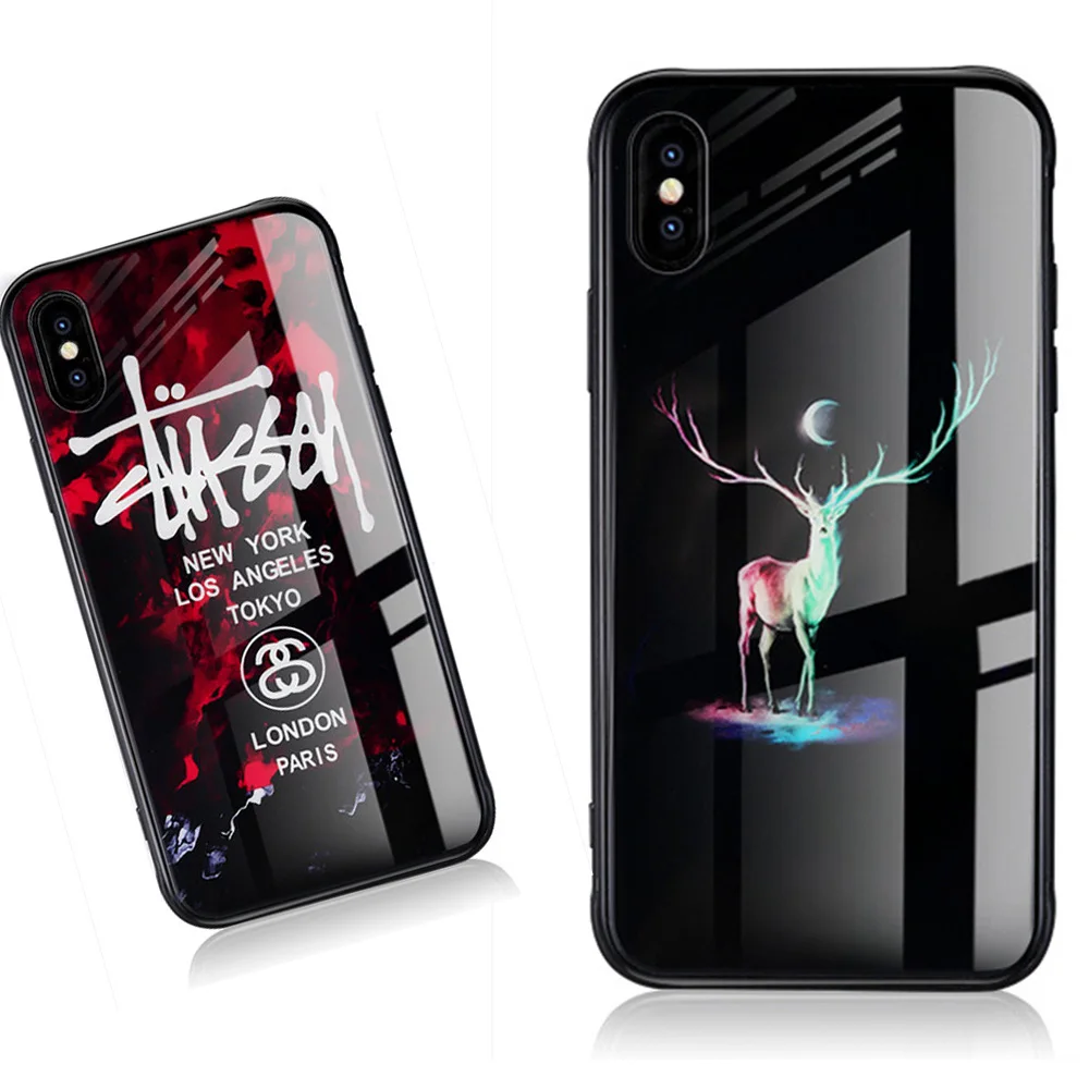 Светящийся стеклянный чехол для телефона Apple XR iphone x 8 7 xs|Бамперы| |