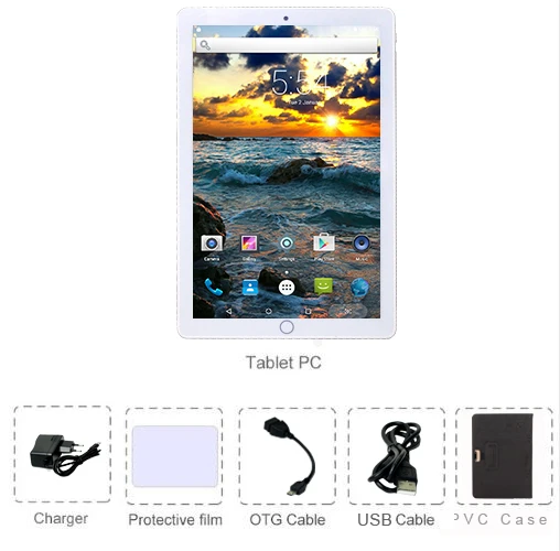 Tablet with PVC Case 10,1 дюймовый двойной SIM телефонный звонок Android7.0 MTK Восьмиядерный 2G+ 32G планшетный ПК WiFi Bluetooth 4,2 gps 1920x1080 P ips дизайн - Комплект: Tablet with PVC Case