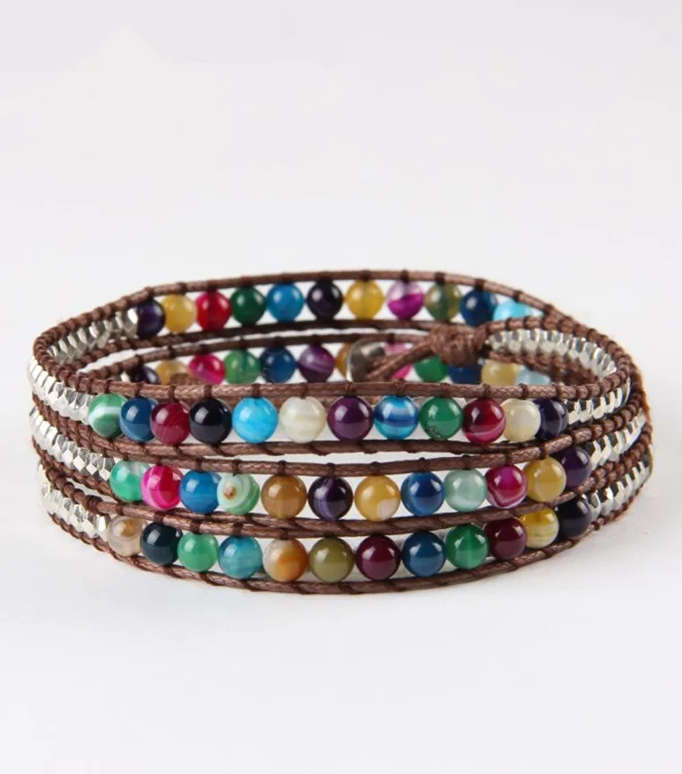 JINSE воск шнур ручной работы натуральный камень Плетеный с бусинами плетеный