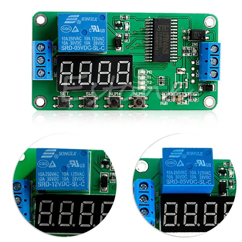 DC 12V Многофункциональный само замок реле таймер цикла PLC модуль задержки