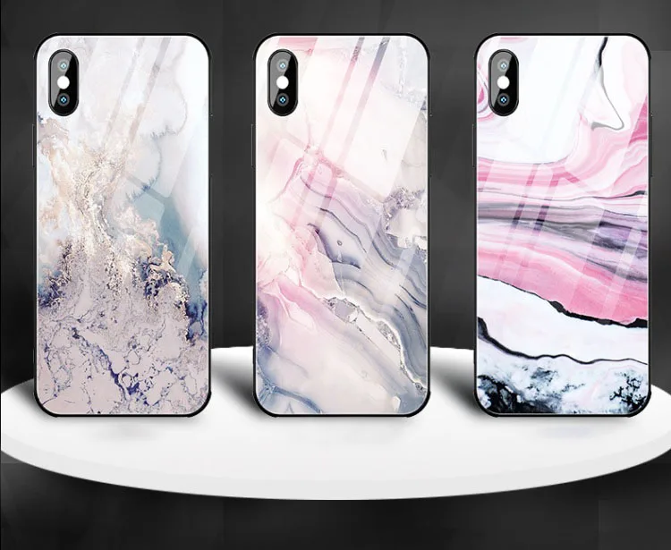 Стеклянный чехол для телефона для iPhone XS MAX XR X 10 мраморный камень абстрактный дизайн роскошный силиконовый чехол s Чехол для iPhone 7 8 6S Plus