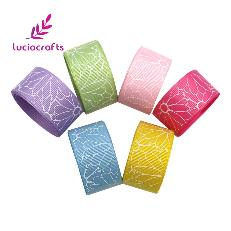 Lucia crafts 25 мм полиэфирная атласная лента с цветочным принтом ленты для рукоделия