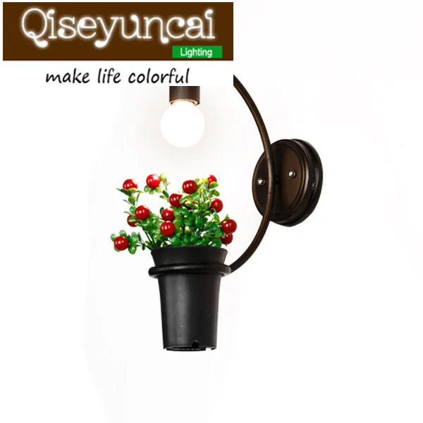 

Qiseyuncai American garden retro restaurant plant wall lamp coffee bar aisle flower pot wall bedroom living room pot wall lamp