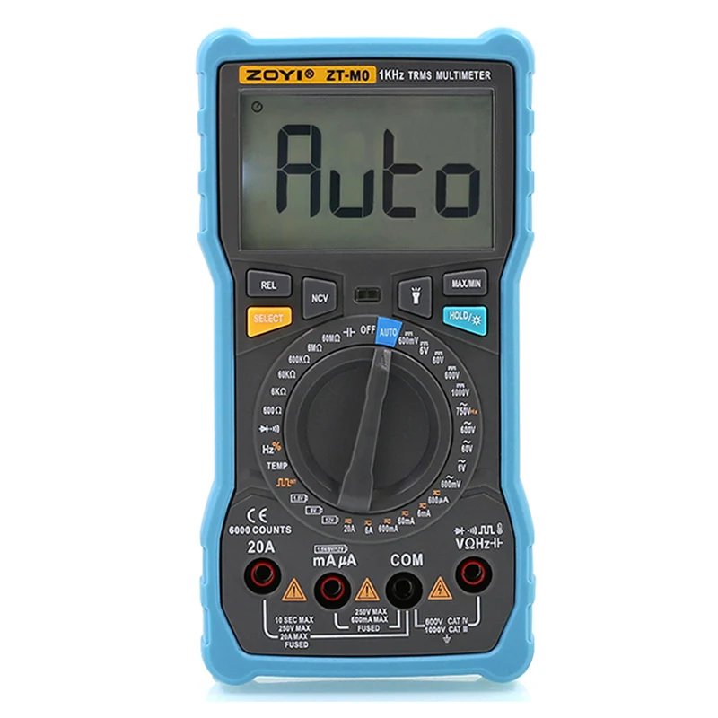 ZT-M0/M1 True-RMS 20A Цифровой мультиметр 6000 отсчетов AC/DC Напряжение Ток Ом Температура авто/ручная квадратная волна Емкость - Цвет: ZT-M0