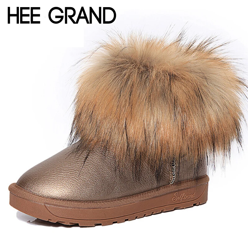 HEE GRAND Брендовая женская обувь модные зимние ботинки с толстым мехом новинка 2016