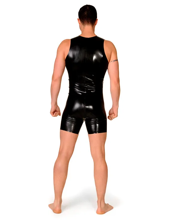 

Front Zip Latex Catsuit Sexy Latex Men's Leotard For Men