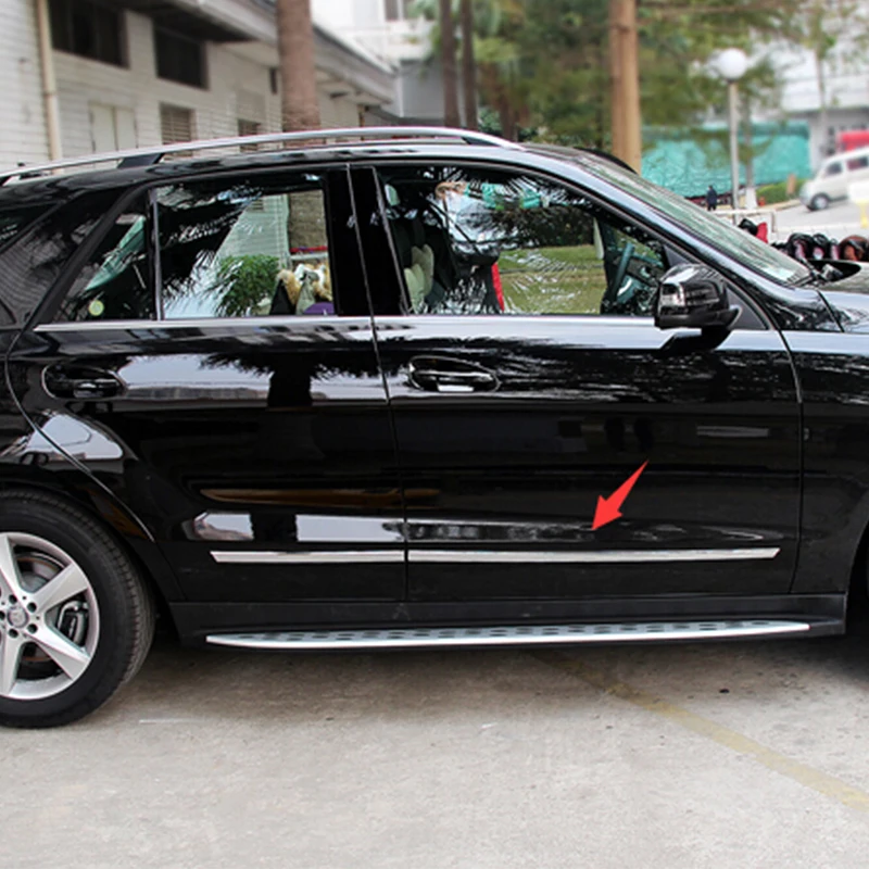 ABS Хромированная Боковая дверь молдинг отделка украшения для Mercedes Benz ML 2012 2013 Аксессуары для стайлинга автомобилей