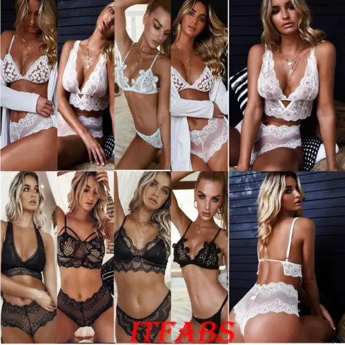 Комплект нижнего белья с кружевным бюстгальтером + g стринги Babydoll ночное