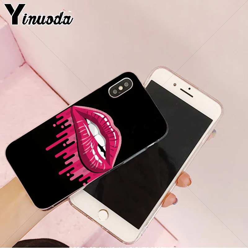 Yinuoda сексуальный чехол для телефона с принтом губ DIY Apple iPhone 8 7 6 6S Plus X XS MAX 5 5S SE XR