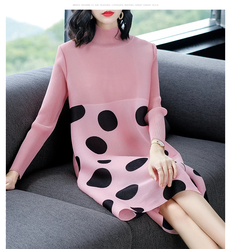 new long-sleeved dress European fashion turtleneck big yards loose very elastic women outfit lady vestido design good quality | Женская