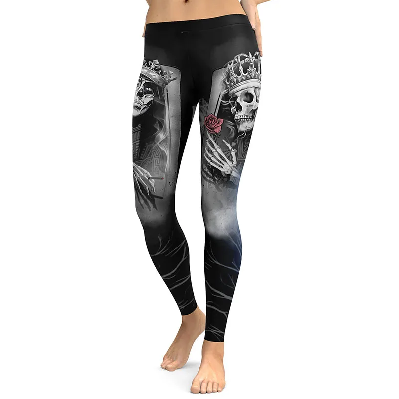 high waist leggings UIDEAZONE, сексуальные леггинсы, женские готические леггинсы для фитнеса, Mujer, брюки, штаны, спортивная одежда, леггинсы с высокой талией, с принтом черепа, для женщин - Цвет: high waist leggings
