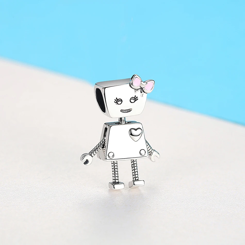 925 пробы серебро робот и надписью Bella Bot Шарм Подходит оригинальный браслет с