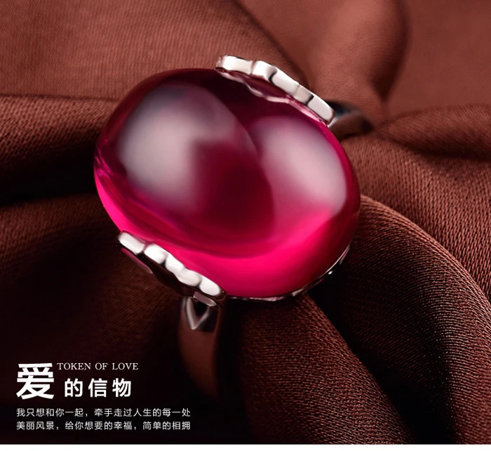 Женское кольцо из Красного корунда YINHED обручальное стерлингового серебра 925