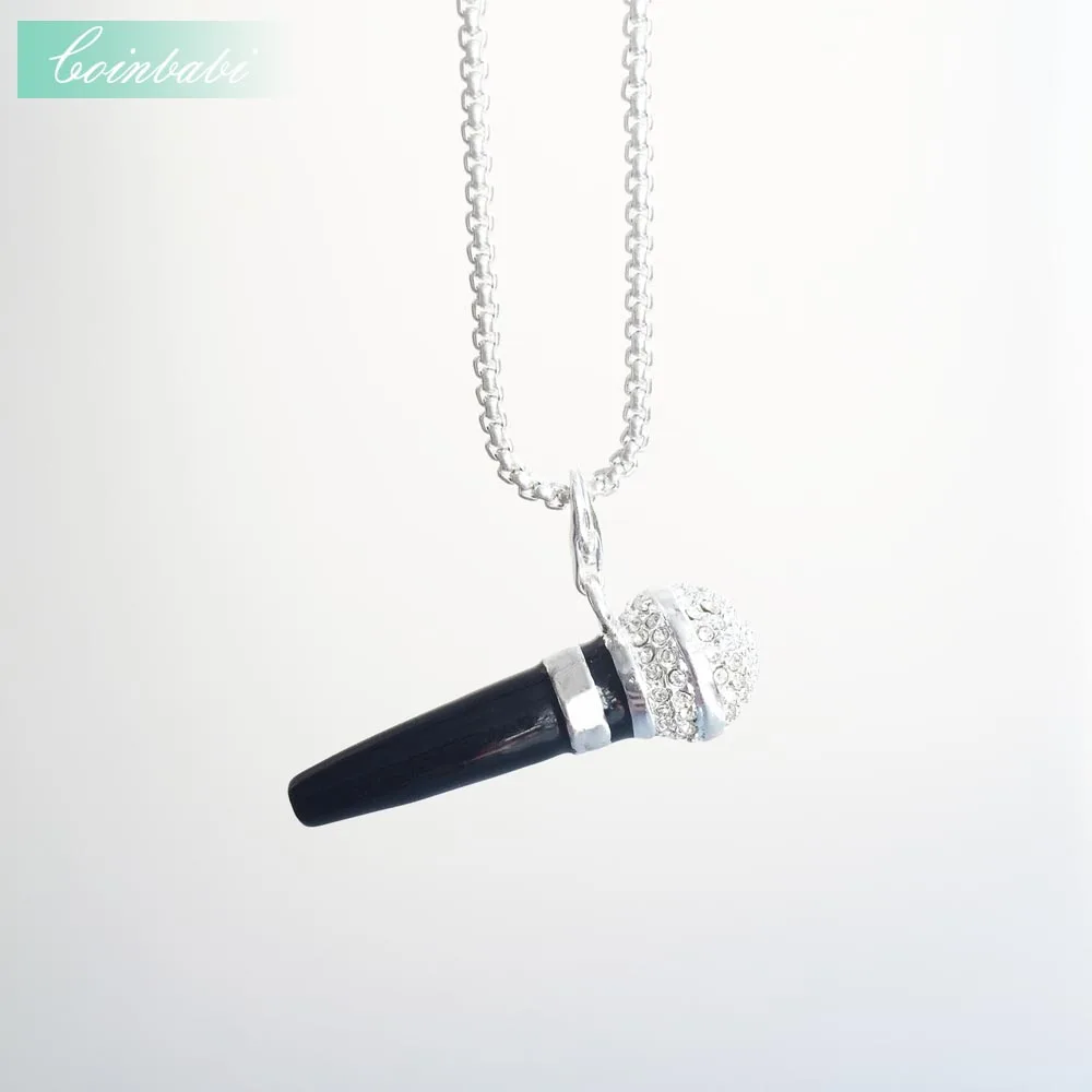Подвеска с черным микрофоном для женщин модный подарок в европейском стиле