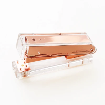 rose gold stapler Роскошный ручной степлер из розового золота и золота, модный металлический акриловый степлер, 24/6 26/6, включает в себя 1000 скоб, gradora papelaria - Цвет: rose gold stapler