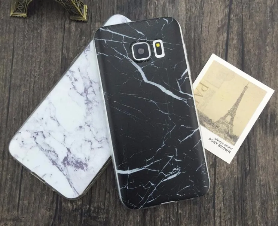 Clearance Art Print White Marble Stone Pattern Protect Cases For Samsung S6 S7 Edge Soft TPU Phone Case |