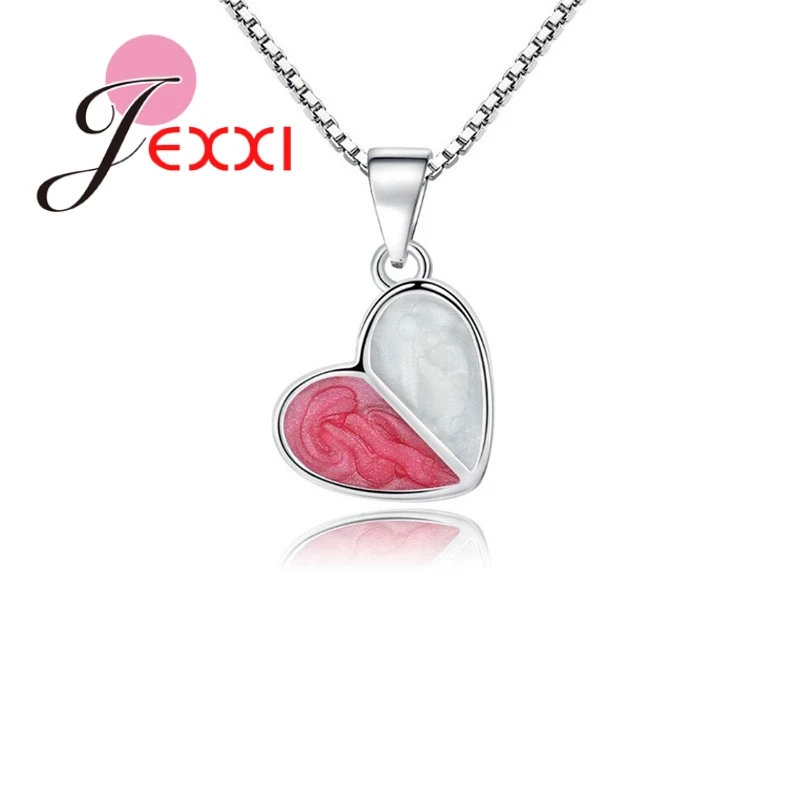 

Sweet Romantic Girl's Chain Heart Pendant Necklace 925 Sterling Silver High Quality Nice Opal for Ladies Wedding Jewelry