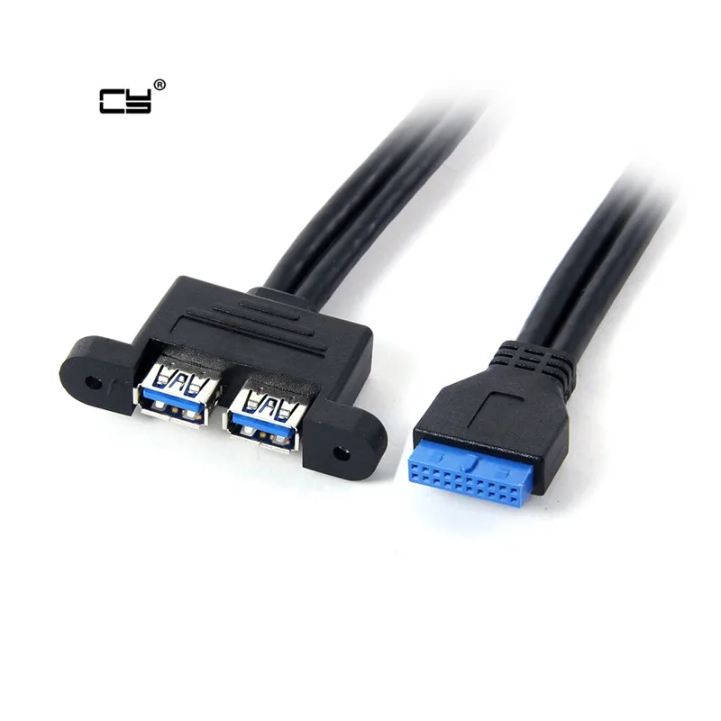 

Dual Port USB 3.0 Female Panel Type to Motherboard 20Pin Header0.5m cable aadapter