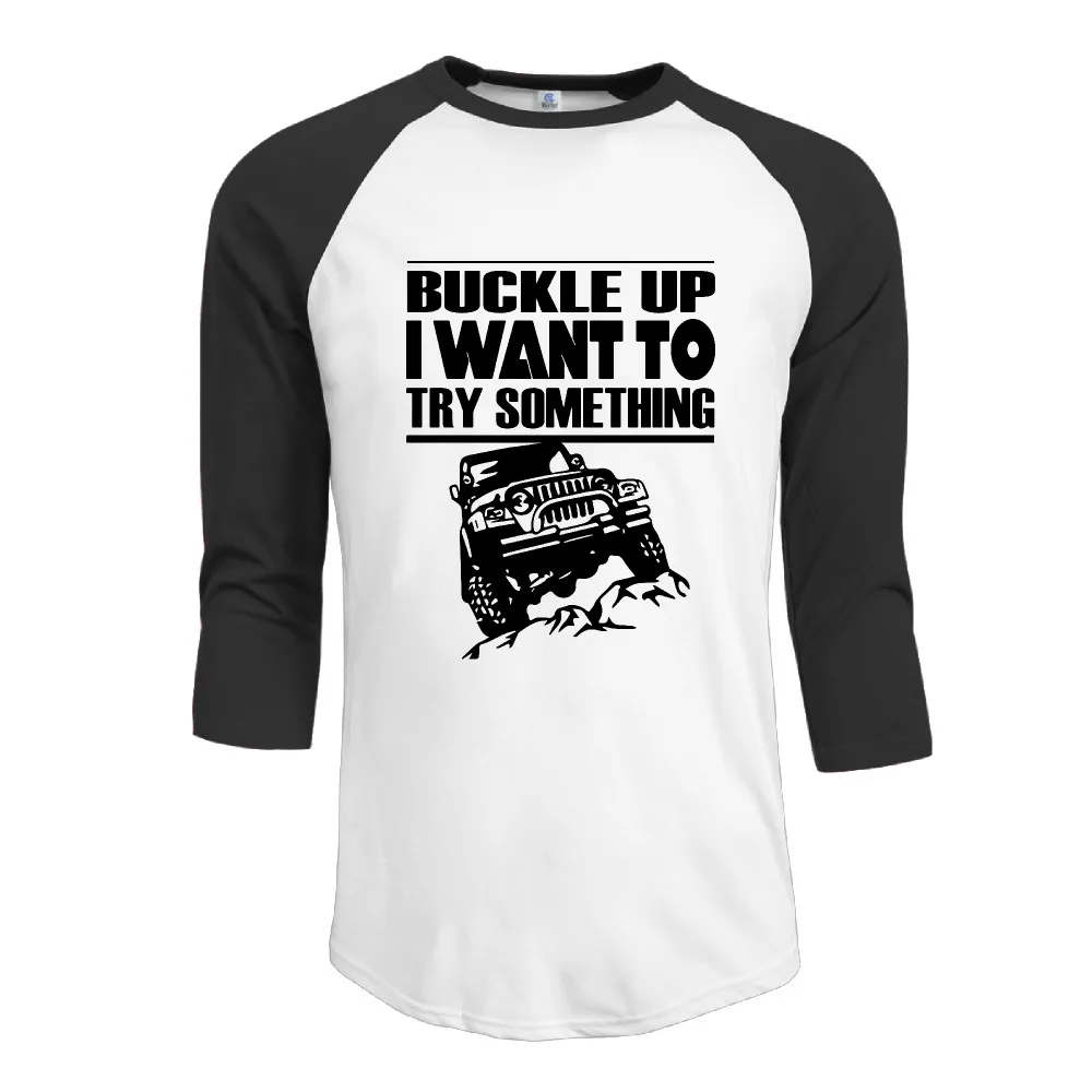 Buckle UP I want to try something tshirts Plain Raglan cool Round Collar young men | Мужская одежда