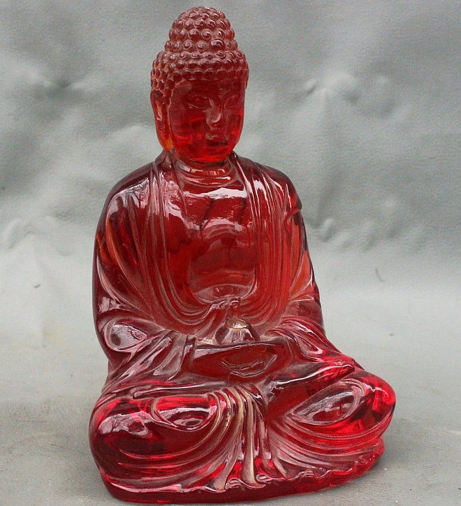 7-дюймовая китайская буддистская статуэтка ручной работы из янтарного дерева |