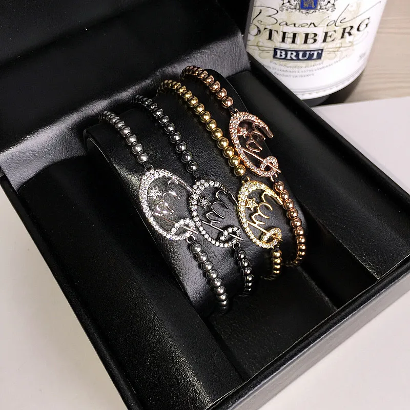 Mcllroy Аллах мусульманский браслет микро проложить бусины с фианитами шармы