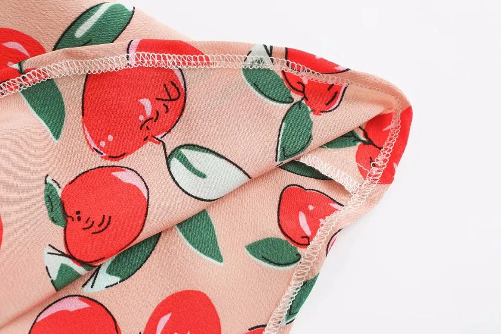Bazaleas Франция кремовая вишня принт blusas винтажная женская блузка тонкие центральные значки blusa feminina Модные Топы Прямая