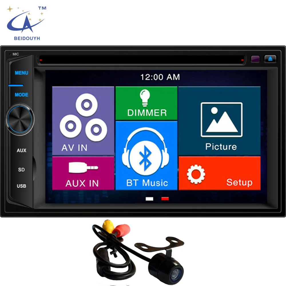 Beidouyh 6.2 inch двойной Дин dvd-плеер приемник с gps-навигации цифрового Сенсорный экран