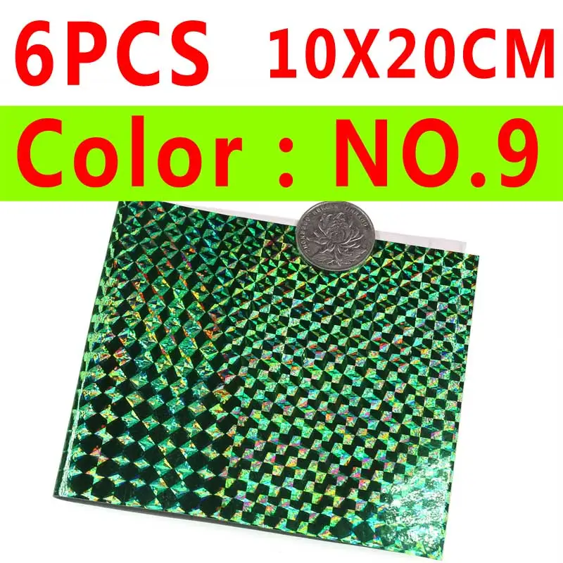 6pcs color 9 Bimoo 4/6 шт набор наклейка для приманки 10*10/20 см Голографическая клейкая пленка флэш-лента для Fly приманка делая голографическая пленка клейкая лента - Цвет: 6pcs color 9