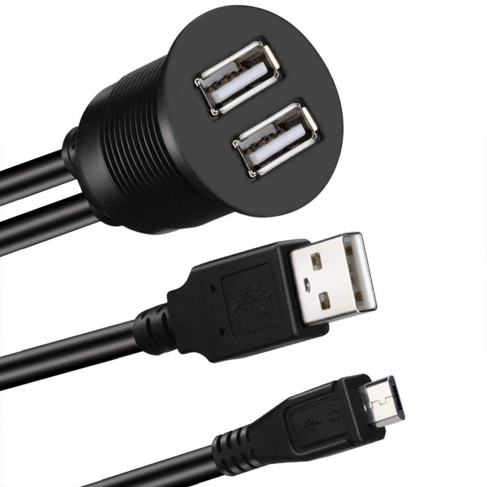 3 фута Micro USB 2,0& USB 2,0 мужского и женского пола AUX автомобильное крепление для скрытого кабель Водонепроницаемый шнур для автомобилей Грузовик Лодка мотоциклетная приборная панель