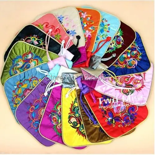 

WHOLESALE 10PCS CHINESE HANDMADE EMBROIDERED Silk GIFT DRAWSTRING POUCHES BAGS