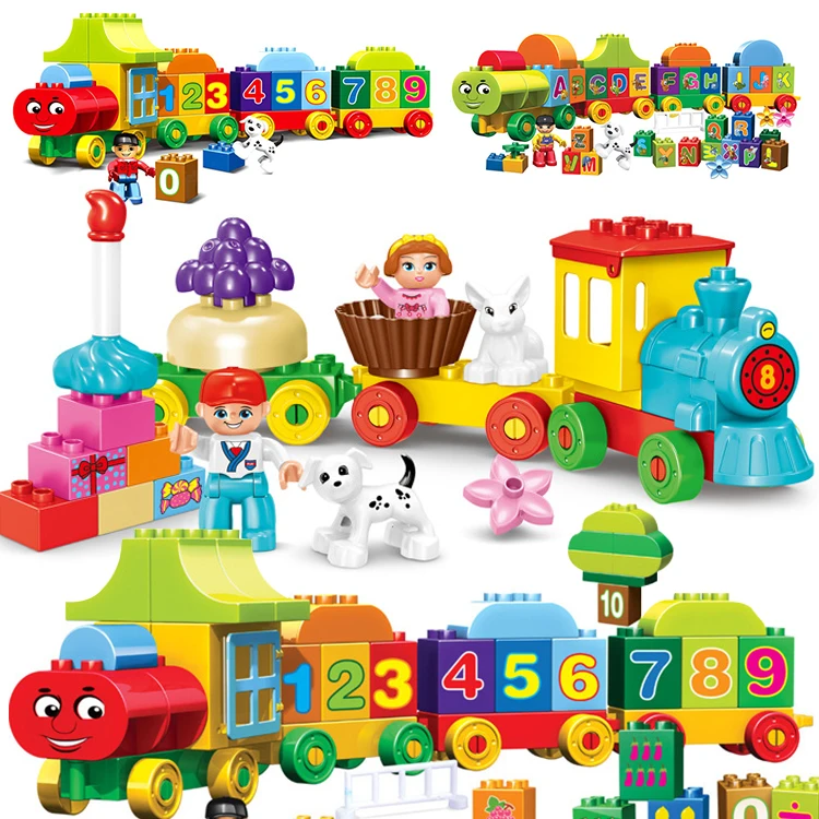 Городской конструктор совместимый с лего Duplo поезд наборы с буквенным номером автомобильные рельсы строительные блоки детские развивающие игрушки друзья для девочек
