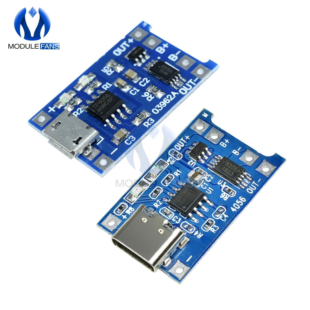 

10pcs Micro USB 5V 1A 18650 TP4056 TC4056A TC4056 Lithium Battery Charger Module Charging Board With Protection Dual Functions