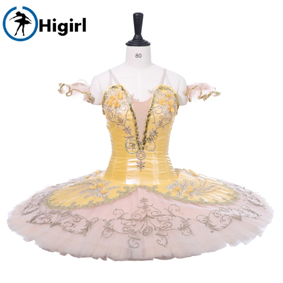 Профессиональный костюм пачка для взрослых BT9233 Gold Yelllow Спящая красивая балерина
