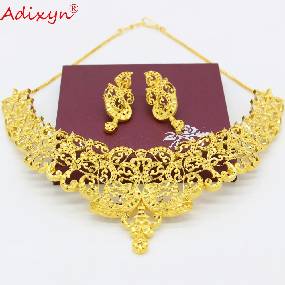 Adixyn индийское ожерелье/серьги желтое золото/медь Африканский/подарки на