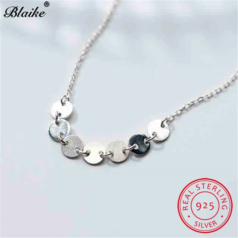 Blaike минималистичные 925 пробы серебряные маленькие круглые короткие цепочки на ключицы ожерелье s для женщин блестящее ожерелье пляжное ювелирное изделие