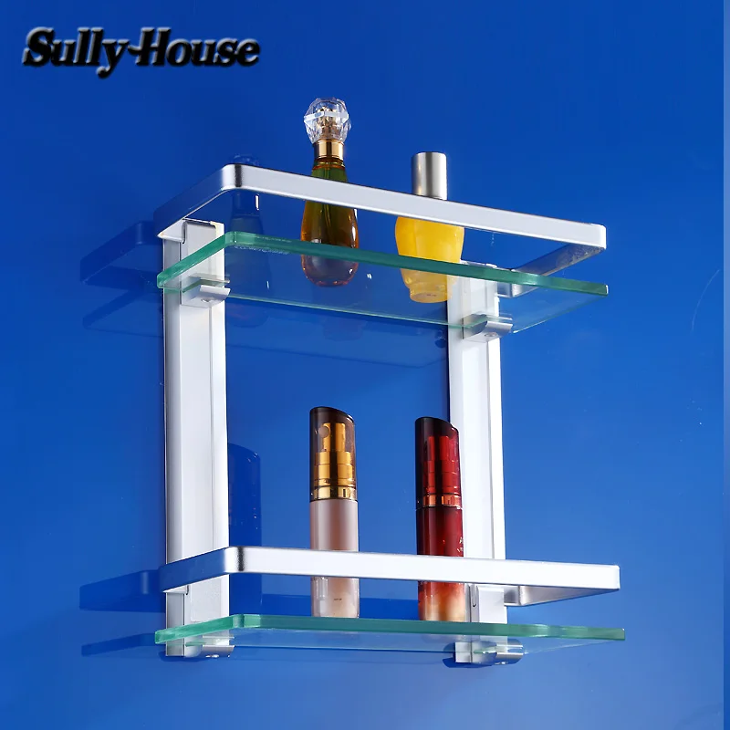 Алюминиевые полки из закаленного стекла для ванной комнаты Sully толщина 8 мм