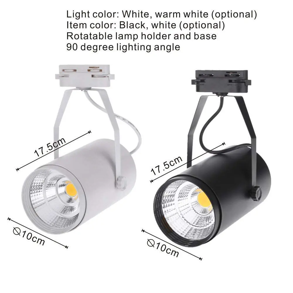 Новые 12 Вт потолочные точечные Настенные светильники AC85-265V 1080LM «COB» прожектор светодиодный Трек Регулируемый для офиса торговый центр магазин одежды