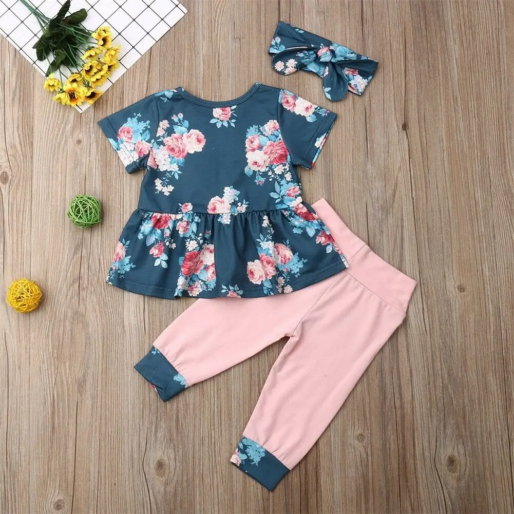 Платье с цветочным принтом для новорожденных и маленьких девочек комплект