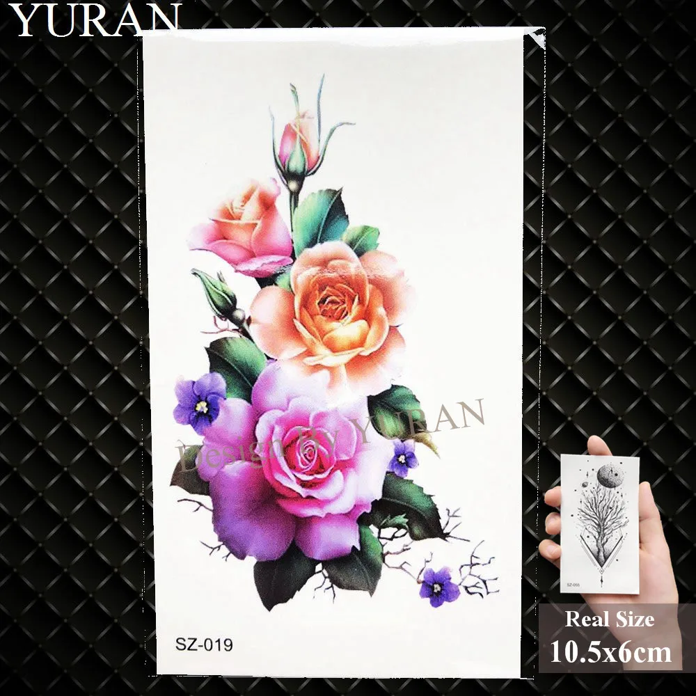 GSZ019 YURAN Переводные татуировки для женщин, для тела, на руку, в стиле панк, для девочек, Временные татуировки, наклейки, синяя бабочка, мужские, на лодыжке, волки, поддельные татуировки, для курения - Цвет: GSZ019