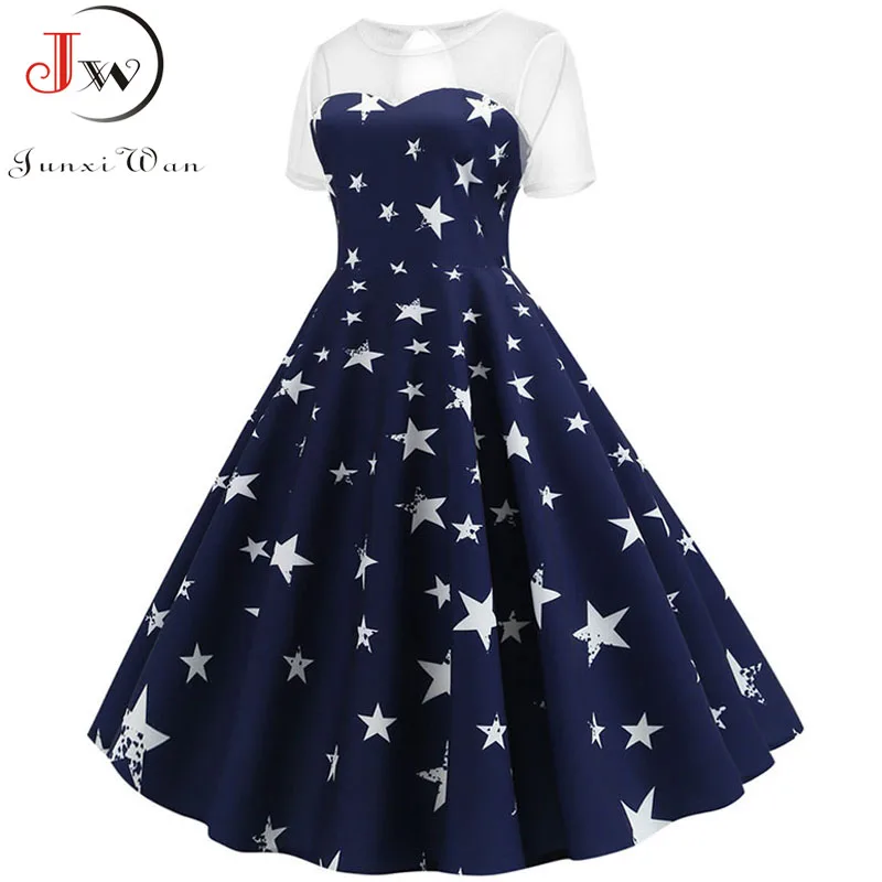 2019 женское кружевное винтажное платье в стиле пэчворк вечерние с принтом звезды